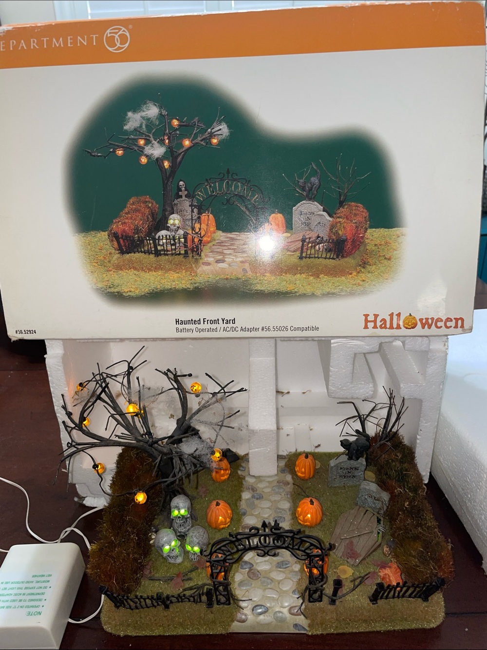 Department 56 Halloween Haunted Front Yard - Orange, Black, Green Lights up